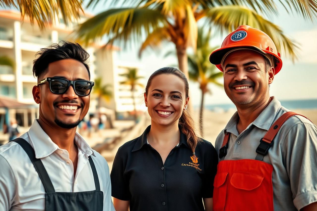 Trabalhadores do turismo, gastronomia e construção civil em Itapema